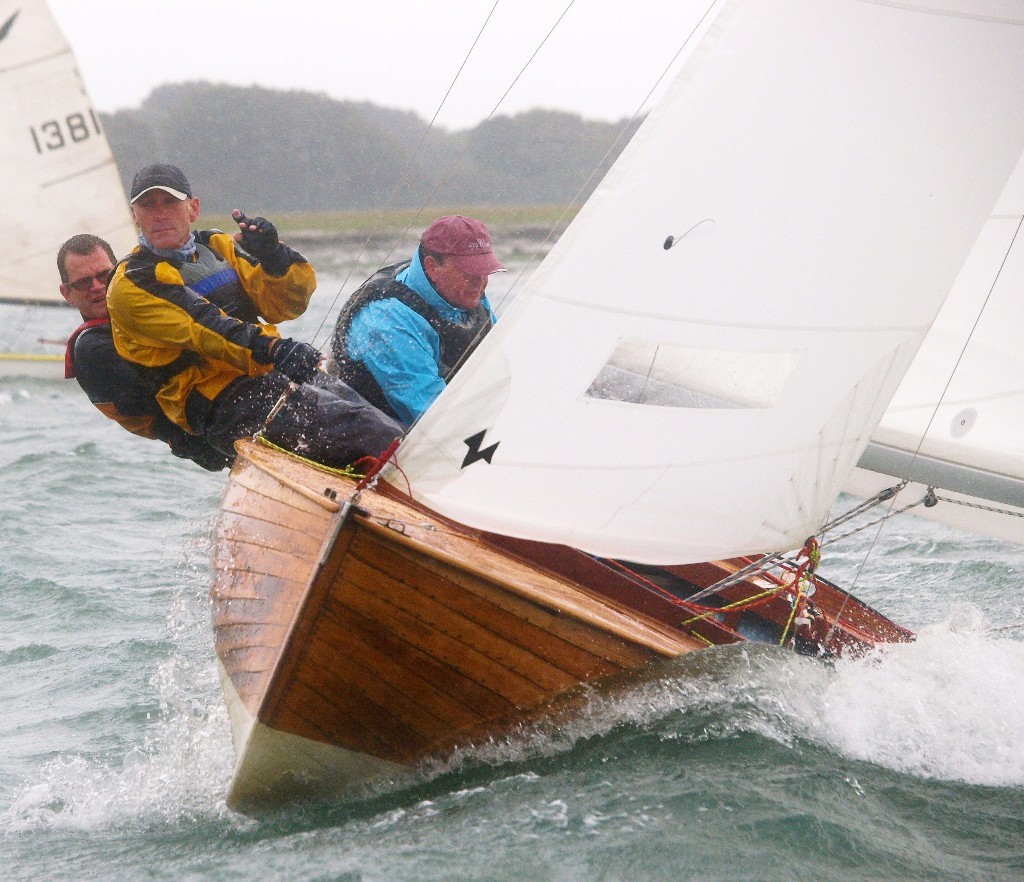 2012 Bosham Classic Boat Revival - Fast Division winners, Richard Stirrup, Dave Hall and Jonno Prosser in a classic National 18 - Bosham Classic Boat Revival © Jonathan Hoare